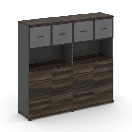 Concept Шкаф 2 широкие секции, 4 ниши CN.STS-425 RPB A Дуб Мали/Антрацит/Металл Антрацит/Прозрачный