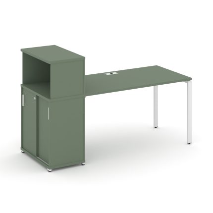 Concept Стол рабочий с опорным шкафом-купе с надставкой низ. CN.SP-237 W Кобо/Металл Белый 1400*720*