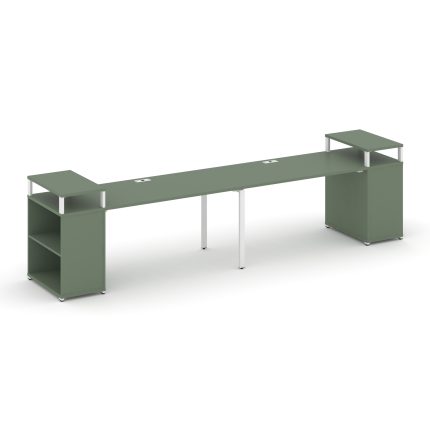 Concept Рабочая станция с опорными стеллажами с верх. горизонтами CN.ORS-208 Кобо/Металл Белый 4000*