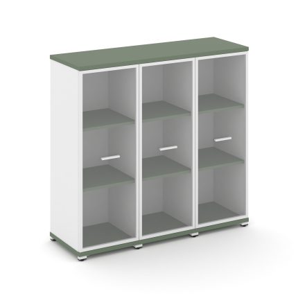 Concept Шкаф 3 узкие секции, 3 ниши CN.STU-336 RPW W Кобо/Белый Бриллиант/Металл Белый/Прозрачный 12