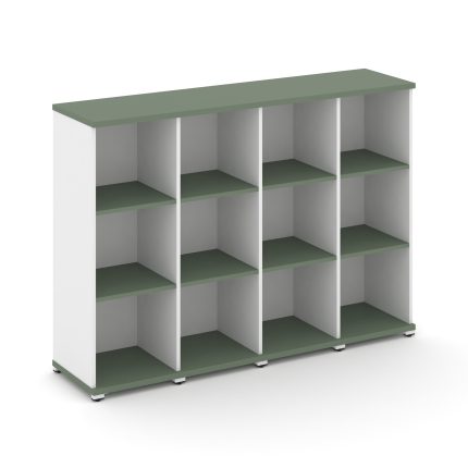 Concept Стеллаж 4 узкие секции, 3 ниши CN.STU-340 Кобо/Белый Бриллиант/Металл Белый 1668*420*1186