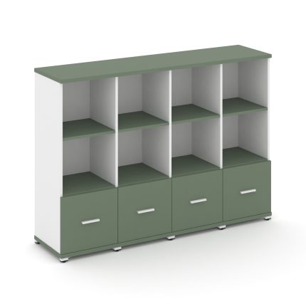 Concept Шкаф 4 узкие секции, 3 ниши CN.STU-341 W Кобо/Белый Бриллиант/Металл Белый 1668*420*1186