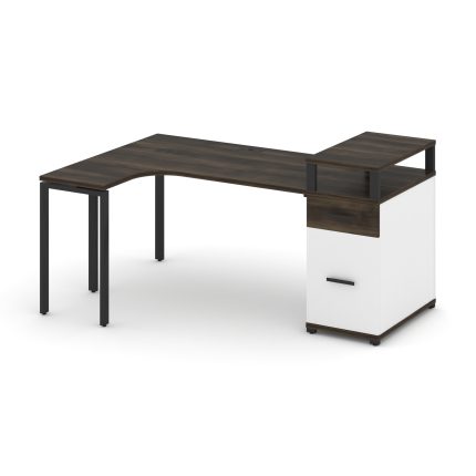 Concept Стол эргономичный CN.SA-407(L) B Дуб Мали/Белый Бриллиант/Металл Черный 1800*1180*917