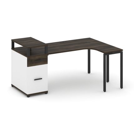 Concept Стол эргономичный CN.SA-407(R) B Дуб Мали/Белый Бриллиант/Металл Черный 1800*1180*917