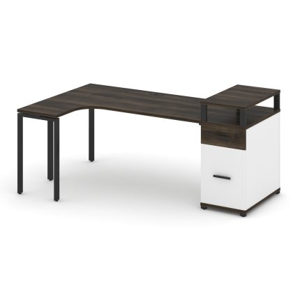 Concept Стол эргономичный CN.SA-408(L) B Дуб Мали/Белый Бриллиант/Металл Черный 2000*1180*917