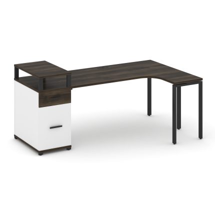 Concept Стол эргономичный CN.SA-408(R) B Дуб Мали/Белый Бриллиант/Металл Черный 2000*1180*917