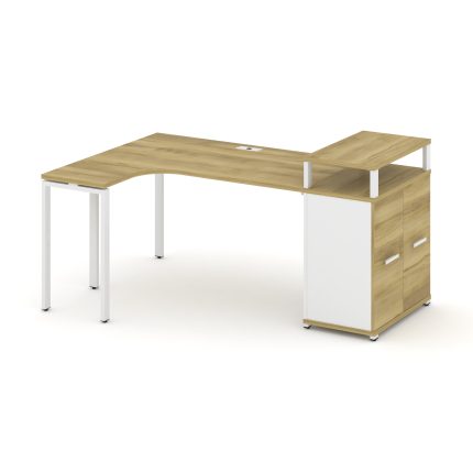 Concept Стол эргономичный с опорным распаш. шкафом с верх. горизонтом CN.SA-211(L) W Дуб Винченцо/Бе