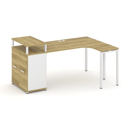 Concept Стол эргономичный с опорным распаш. шкафом с верх. горизонтом CN.SA-211(R) W Дуб Винченцо/Бе