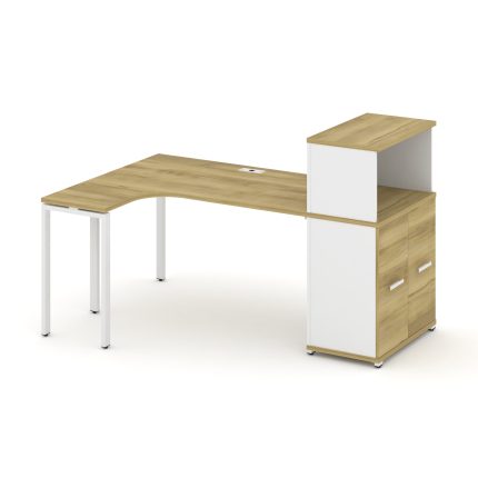 Concept Стол эргономичный с опорным распаш. шкафом с надставкой низ.  CN.SA-213(L) W Дуб Винченцо/Бе