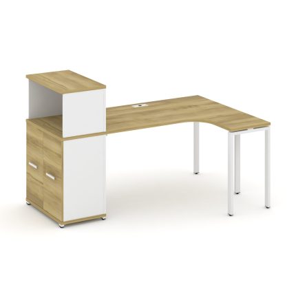 Concept Стол эргономичный с опорным распаш. шкафом с надставкой низ.  CN.SA-213(R) W Дуб Винченцо/Бе