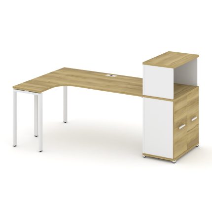 Concept Стол эргономичный с опорным распаш. шкафом с надставкой низ.  CN.SA-214(L) W Дуб Винченцо/Бе