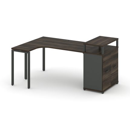 Concept Стол эргономичный с опорным распаш. шкафом с верх. горизонтом CN.SA-212(L) A Дуб Мали/Антрац