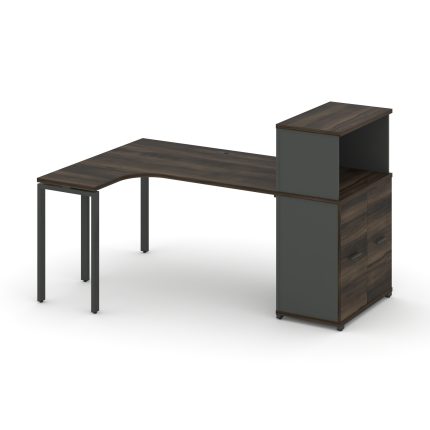 Concept Стол эргономичный с опорным распаш. шкафом с надставкой низ.  CN.SA-213(L) A Дуб Мали/Антрац