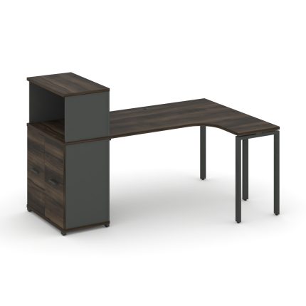 Concept Стол эргономичный с опорным распаш. шкафом с надставкой низ.  CN.SA-213(R) A Дуб Мали/Антрац