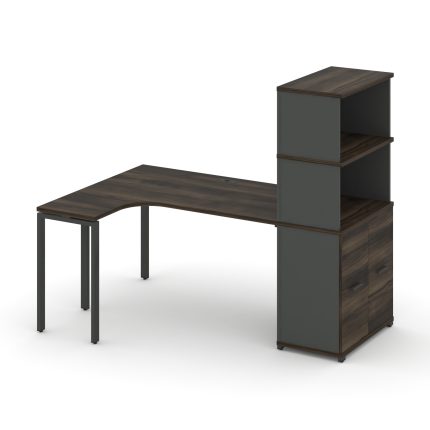 Concept Стол эргономичный с опорным распаш. шкафом с надставкой выс.  CN.SA-216(L) A Дуб Мали/Антрац