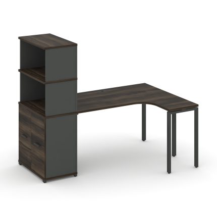 Concept Стол эргономичный с опорным распаш. шкафом с надставкой выс.  CN.SA-216(R) A Дуб Мали/Антрац