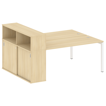 Metal System Quattro Рабочая станция с шкафом-купе на П-образном м/к 50БП.РС-СШК-2.4 Т Акация Лорка/