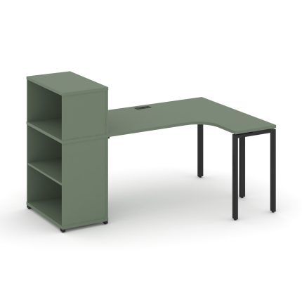 Concept Стол эргономичный с опорным стеллажом с надставкой низ. CN.SA-205(R) Кобо/Металл Черный 1800