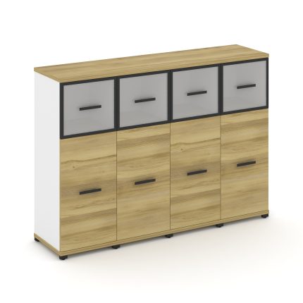 Concept Шкаф 4 узкие секции, 3 ниши CN.STU-344 RMB B Дуб Винченцо/Белый Бриллиант/Металл Черный/Сати