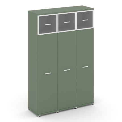 Concept Шкаф 3 узкие секции, 5 ниш CN.STU-537 RPW W Кобо/Металл Белый/Прозрачный 1252*420*1922