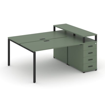 Concept Рабочая станция с 1 опорной тумбой CN.DRS-410 B Кобо/Металл Черный 1600*1480*917