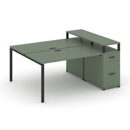 Concept Рабочая станция с 1 опорной тумбой CN.DRS-416 B Кобо/Металл Черный 2000*1480*917