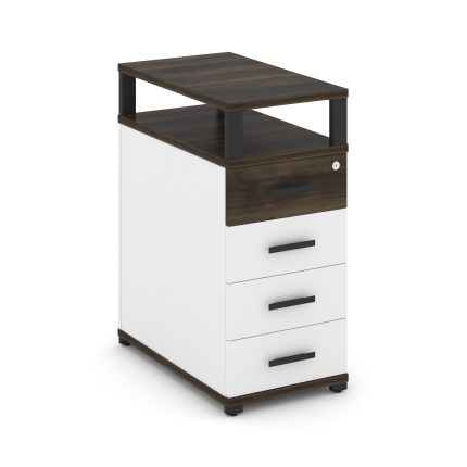 Concept Тумба опорная/приставная 4 ящ. с надставкой CN.TGO-003 B Дуб Мали/Белый Бриллиант/Металл Чер