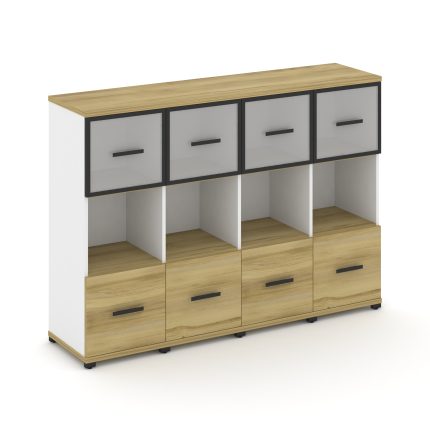 Concept Шкаф 4 узкие секции, 3 ниши CN.STU-345 RMB B Дуб Винченцо/Белый Бриллиант/Металл Черный/Сати