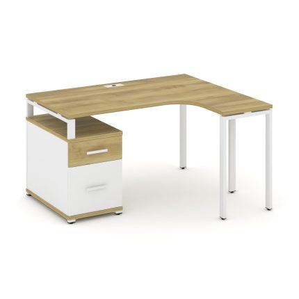 Concept Стол эргономичный с опорной тумбой CN.SA-302(R) W Дуб Винченцо/Белый Бриллиант/Металл Белый