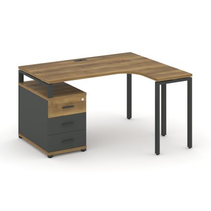 Concept Стол эргономичный с опорной тумбой CN.SA-301(R) A Сандал Янтарный/Антрацит/Металл Антрацит 1