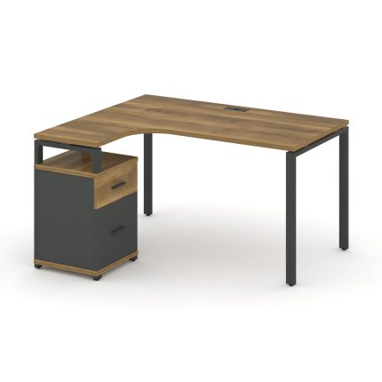 Concept Стол эргономичный с опорной тумбой CN.SA-306(L) A Сандал Янтарный/Антрацит/Металл Антрацит 1