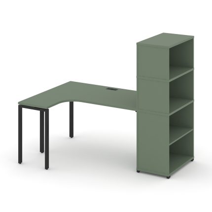 Concept Стол эргономичный с опорным стеллажом с надставкой выс. CN.SA-208(L) Кобо/Металл Черный 2000