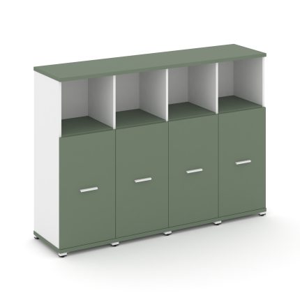 Concept Шкаф 4 узкие секции, 3 ниши CN.STU-343 W Кобо/Белый Бриллиант/Металл Белый 1668*420*1186