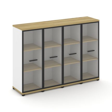 Concept Шкаф 4 узкие секции, 3 ниши CN.STU-346 RPB B Дуб Винченцо/Белый Бриллиант/Металл Черный/Проз