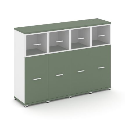 Concept Шкаф 4 узкие секции, 3 ниши CN.STU-344 RPW W Кобо/Белый Бриллиант/Металл Белый/Прозрачный 16