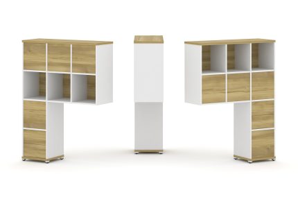 Concept Надставка высокая CN.DNV-006 Дуб Винченцо/Белый Бриллиант/Металл Белый 1099*350*1486