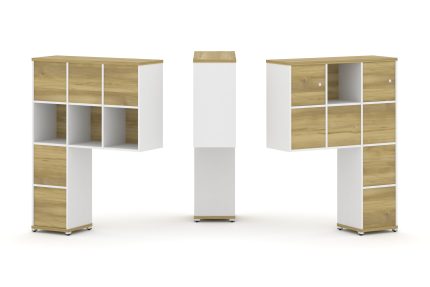 Concept Надставка высокая CN.DNV-007 Дуб Винченцо/Белый Бриллиант/Металл Белый 1099*350*1486