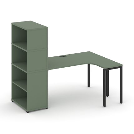 Concept Стол эргономичный с опорным стеллажом с надставкой выс. CN.SA-207(R) Кобо/Металл Черный 1800