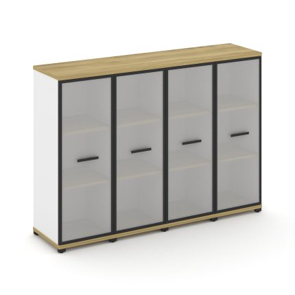 Concept Шкаф 4 узкие секции, 3 ниши CN.STU-346 RMB B Дуб Винченцо/Белый Бриллиант/Металл Черный/Сати