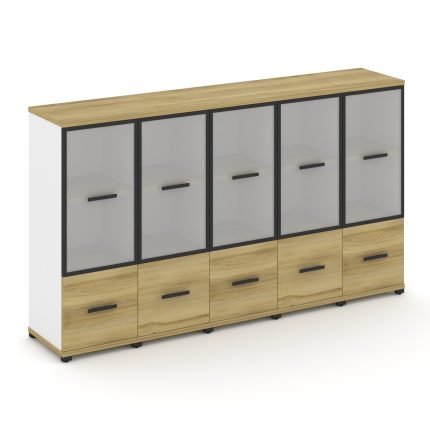 Concept Шкаф 5 узких секций, 3 ниши CN.STU-352 RMB B Дуб Винченцо/Белый Бриллиант/Металл Черный/Сати