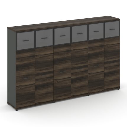 Concept Шкаф 3 широкие секции, 4 ниши CN.STS-434 RPB A Дуб Мали/Антрацит/Металл Антрацит/Прозрачный