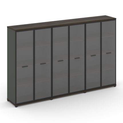 Concept Шкаф 3 широкие секции, 4 ниши CN.STS-436 RPB A Дуб Мали/Антрацит/Металл Антрацит/Прозрачный