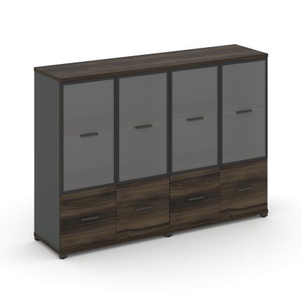 Concept Шкаф 2 широкие секции, 3 ниши CN.STS-322 RPB A Дуб Мали/Антрацит/Металл Антрацит/Прозрачный