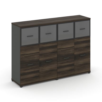 Concept Шкаф 2 широкие секции, 3 ниши CN.STS-324 RPB A Дуб Мали/Антрацит/Металл Антрацит/Прозрачный