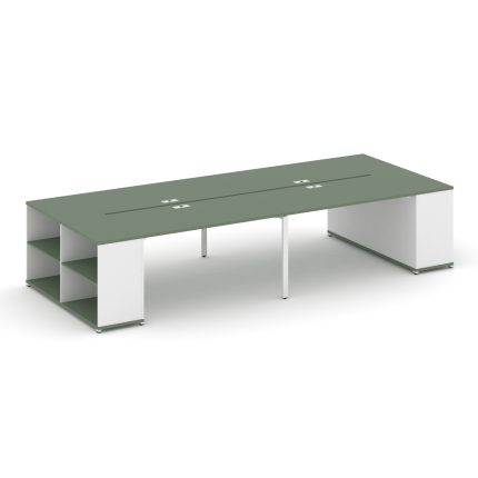 Concept Рабочая станция с опорными стеллажами CN.DRS-245 Кобо/Белый Бриллиант/Металл Белый 2800*1480