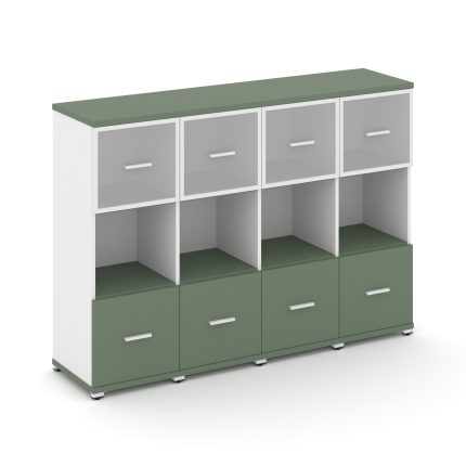 Concept Шкаф 4 узкие секции, 3 ниши CN.STU-345 RMW W Кобо/Белый Бриллиант/Металл Белый/Сатин 1668*42