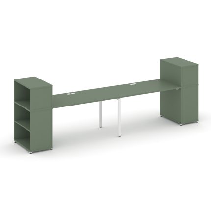 Concept Рабочая станция с опорными стеллажами с надставкой низ. CN.ORS-210 Кобо/Металл Белый 3200*72