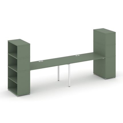 Concept Рабочая станция с опорными стеллажами с надставкой выс. CN.ORS-213 Кобо/Металл Белый 2800*72