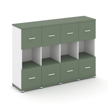 Concept Шкаф 4 узкие секции, 3 ниши CN.STU-345 W Кобо/Белый Бриллиант/Металл Белый 1668*420*1186