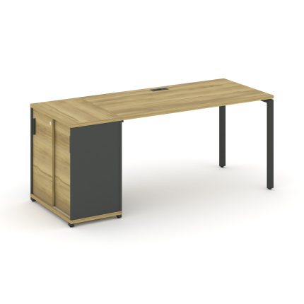 Concept Стол рабочий с опорным шкафом-купе CN.SP-233 A Дуб Винченцо/Антрацит/Металл Антрацит 1400*72